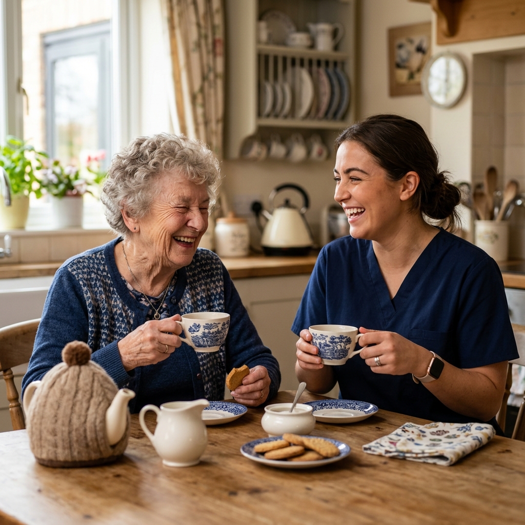 Caregiver holding senior's hands with warmth